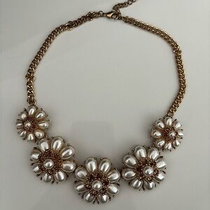 Elegant Gold and White Floral Necklace